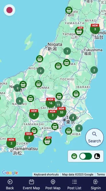 Find sake shops and restaurants on the map
